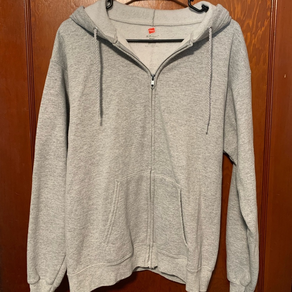 Unisex Gray Zip-Up Hoodie